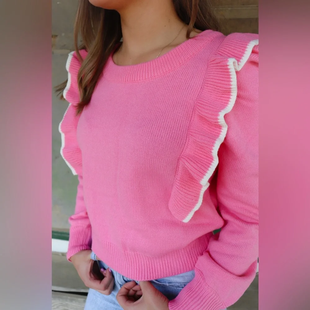 Pink Ruffle Sweater - Picture 4 of 4